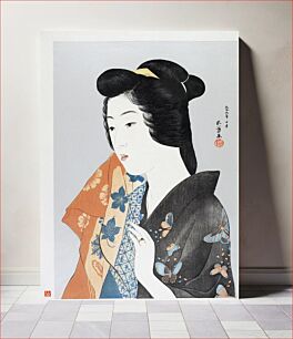 Πίνακας, Woman Holding a Hand Towel (1921) by Goyō Hashiguchi