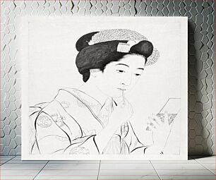 Πίνακας, Woman Holding a Lip Brush (1920) by Goyō Hashiguchi