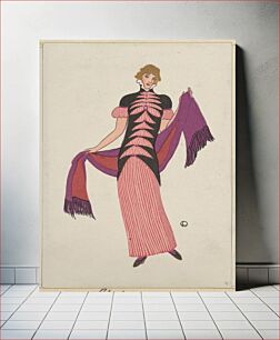 Πίνακας, Woman in a long tubular pink dress (1912) fashion by Otto Friedrich Carl Lendecke