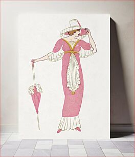 Πίνακας, Woman in a pink tubular dress (1912) fashion by Otto Friedrich Carl Lendecke