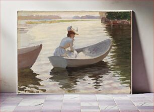 Πίνακας, Woman in a rowing boat, study for girls in a rowing boat, 1886, by Albert Edelfelt