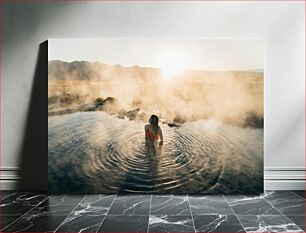 Πίνακας, Woman in Hot Spring at Sunrise Γυναίκα στη θερμή άνοιξη στο Sunrise