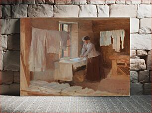 Πίνακας, Woman ironing, study for the washerwomen, 1888, by Albert Edelfelt