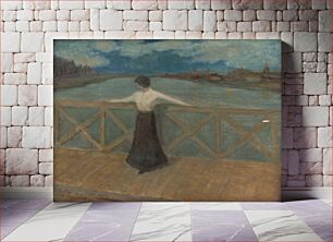 Πίνακας, Woman on a bridge, Karol Pongrácz