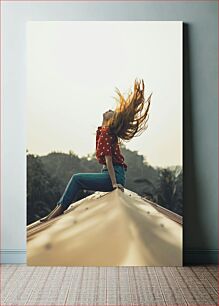 Πίνακας, Woman on Rooftop with Flowing Hair Γυναίκα στην ταράτσα με τριχωτά μαλλιά