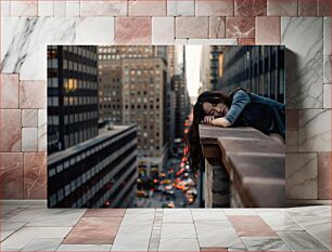 Πίνακας, Woman Resting on a City Rooftop Γυναίκα που αναπαύεται σε μια ταράτσα πόλης