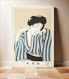 Πίνακας, Woman Shaving her Nape by Toyohara Chikanobu and Akiyama Buemon