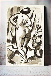 Πίνακας, Woman showing her nude bum. Standing Female Nude by Carl Newman