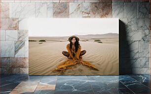 Πίνακας, Woman Sitting in Desert Γυναίκα που κάθεται στην έρημο