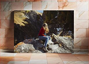 Πίνακας, Woman Sitting on a Rock Γυναίκα που κάθεται σε ένα βράχο