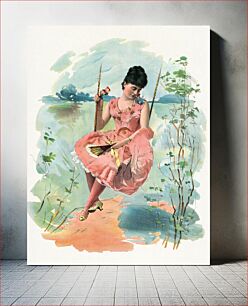 Πίνακας, Woman sitting on a swing, aesthetic chromolithograph