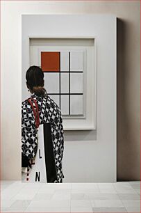 Πίνακας, Woman Viewing Abstract Art Γυναίκα που βλέπει την αφηρημένη τέχνη