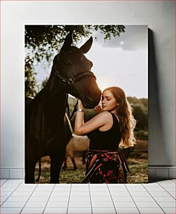 Πίνακας, Woman with a Horse at Sunset Γυναίκα με ένα άλογο στο ηλιοβασίλεμα