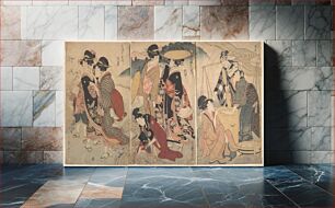 Πίνακας, Women and a Man in the Country; Some pageant(?) by Utamaro Kitagawa (1754–1806)