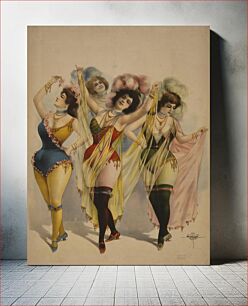 Πίνακας, [Women wearing brief costumes, holding veils, with feathers in her hair]