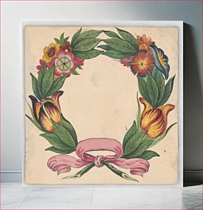 Πίνακας, Wreath fashioned from flowers, tied with a ribbon at the base. (1820-1839)