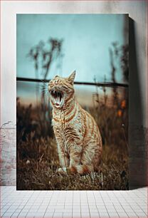 Πίνακας, Yawning Cat in Garden Χασμουρητό Γάτα στον Κήπο