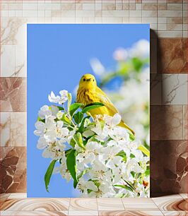 Πίνακας, Yellow Bird on Blossoming Tree Κίτρινο πουλί σε ανθισμένο δέντρο