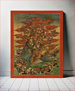 Πίνακας, Yellow Yama (?) and Consort on Bull, Nyingmapa Buddhist or Bon Ritual Card