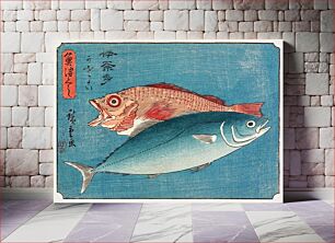 Πίνακας, Yellowtail and Rockfish (1835-1839), Japanese fish illustration by Utagawa Hiroshige
