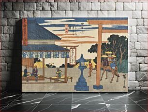 Πίνακας, Yokkaichi: Junction with the Road to the Shrine by Utagawa Hiroshige