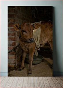 Πίνακας, Young Calf in a Barn Νεαρό μοσχάρι σε αχυρώνα