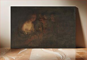 Πίνακας, Young girl with candlestick, old wife, and violin player by Gerard Van Honthorst