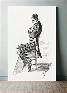 Πίνακας, Young Man, Seated, from Scribner's "Eighty Drawings including the Weaker Sex" (1897) drawing by Charles Dana Gibson