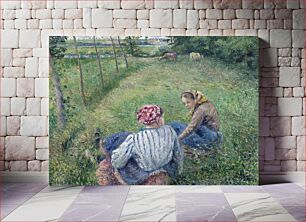 Πίνακας, Young Peasant Girls Resting in the Fields near Pontoise (1882) by Camille Pissarro