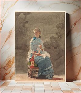 Πίνακας, Young Woman Sewing (1876) by Winslow Homer