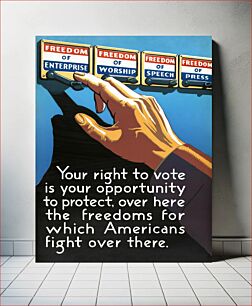 Πίνακας, Your right to vote is your opportunity to protect, over here the freedoms for which Americans fight over there (1943) vintage poster by L. R. Miller
