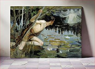 Πίνακας, Youth and a mermaid, sketch, 1896, by Albert Edelfelt