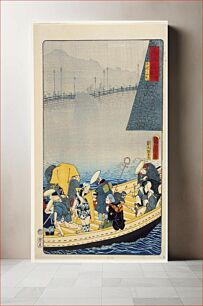 Πίνακας, Zeze Castle: Returning Sails at Yabase by Toyohara Kunichika