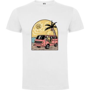 Pink Palm Retro Ride Tshirt σε χρώμα Λευκό XXXLarge(3XL)