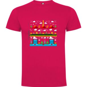Pixelized Nintendo Gaming Stitch Tshirt σε χρώμα Φούξια Small