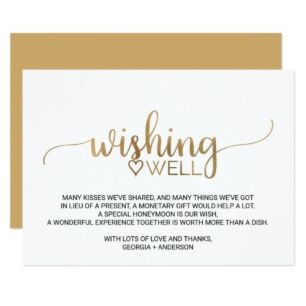 Elegant Gold Calligraphy Wedding Wishing Well Card