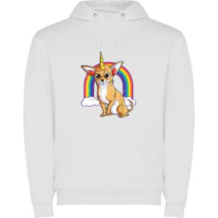 Rainbow Horned Pup Φούτερ με κουκούλα σε χρώμα Λευκό 9-10 ετών