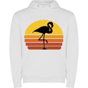 Retro Flamingo Sundown Φούτερ με κουκούλα σε χρώμα Λευκό XLarge
