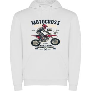 Retro Motocross Masters Φούτερ με κουκούλα σε χρώμα Λευκό Large