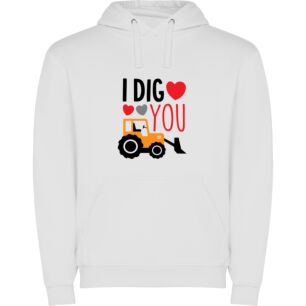 Romantic Tractor Messages Φούτερ με κουκούλα σε χρώμα Λευκό XLarge