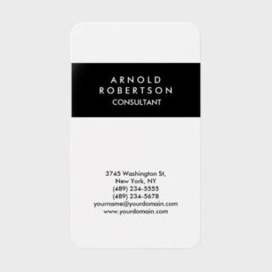 Rounded Corner Black White Elegant Business Card