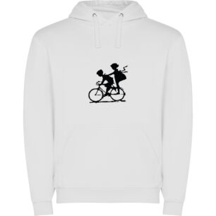 Silhouetted Cycling Romance Φούτερ με κουκούλα σε χρώμα Λευκό Large
