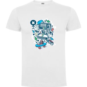 Skateboard Retro Art Tshirt σε χρώμα Λευκό Large