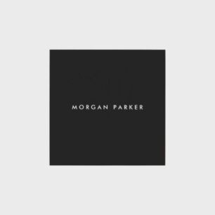 Simple Professional Modern Black Square Square Business Card