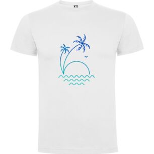 Sunset Island: Tropical Illustration Tshirt σε χρώμα Λευκό Large