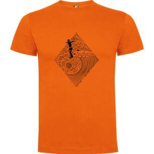 Surfing Woodcut Style Tshirt σε χρώμα Πορτοκαλί XXXLarge(3XL)