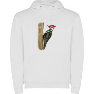 Vivid Woodpecker Sketch Φούτερ με κουκούλα σε χρώμα Λευκό 11-12 ετών