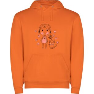 Whimsical Girl & Dog Φούτερ με κουκούλα σε χρώμα Πορτοκαλί Medium