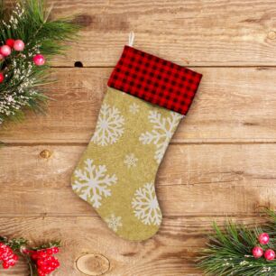 Χριστουγεννιάτικη Κάλτσα Gold Snow Flakes